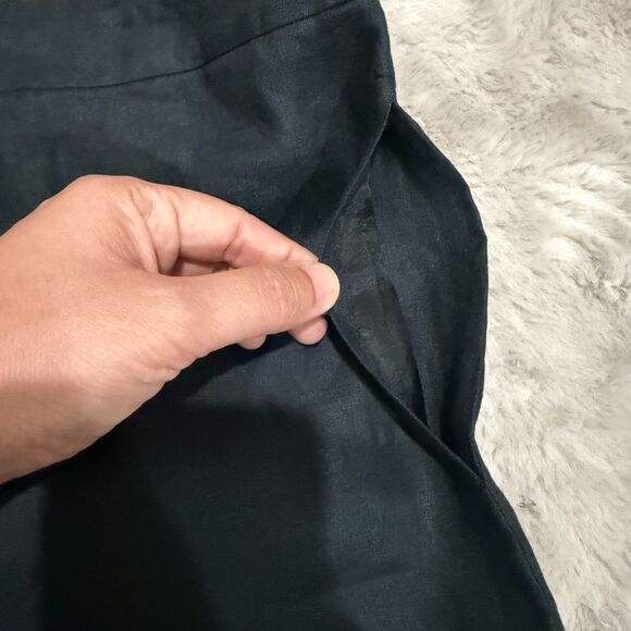 Real Clothes Black‎ 100% Irish Linen Pants Women's 14 Classic Nature Minimalist - Picture 7 of 10